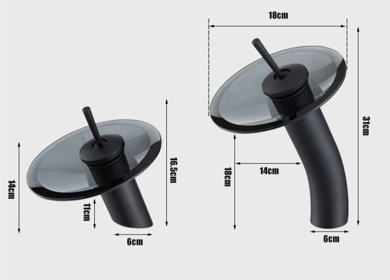 Robinet de lavabo cascade en verre noir mat mitigeur monotrou B - 5