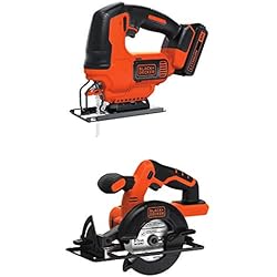 BLACK+DECKER BDCCS20B 20-volt Max Circular Saw Bare Tool, 5-1/2-Inch with BLACK+DECKER BDCJS20C 20V MAX* JigSaw with Battery and Charger