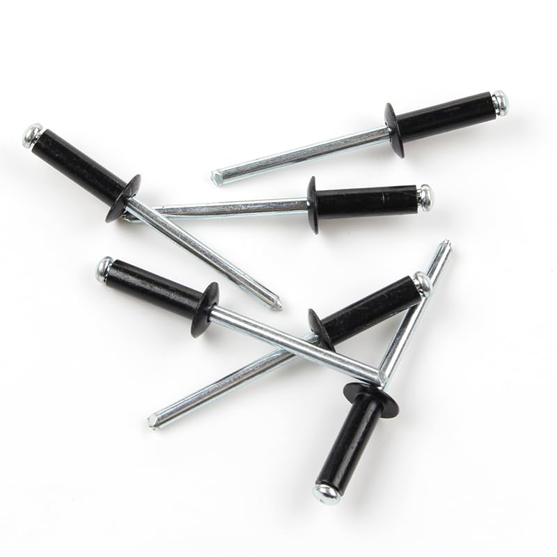 100pcs Open end Blind Rivets with Break Pull Mandrel and Round headBlack Round Head Aluminum rivetsBaked Black colorBaked Black Aluminum Pull Studs(4 * 10)