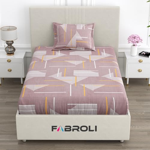Image of 300 TC Geometric Pattern Cotton Blend Single Bed Bedsheet with 1 Pillow Cover | Wrinkle Free Soft Hypoallergenic | Bedding Set Lightweight Breathable - 60X90 Inch