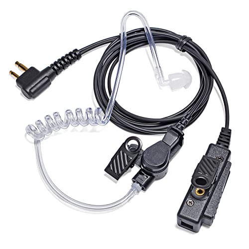HYSHIKRA Auricular de Tubo acústico encubierto Compatible con Motorola CP040 DP1400 GP300 Hyera Walkie Talkie, 2 Pines, PTT y micrófono Cover