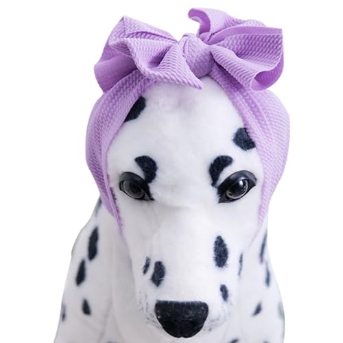 Stretchy Bow Adjustable Headgear Dog Ear Cover Christmas Costume for Small Dogs, Cats - Purple