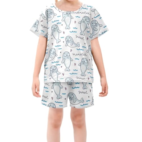 Cartoon Dinosaur Bones Short Pajama Sets Cotton Sleepwear Soft Two Piece Top and Bottom Nightwear PJS 5-14T3