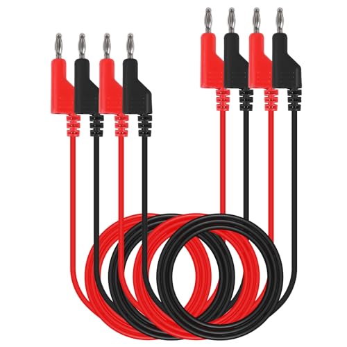 Image of 4PCS 4MM Stackable Banana to Banana Plug Test Leads Banana Plug Test Cables for Electrical Testing (2 Red and 2 Black)