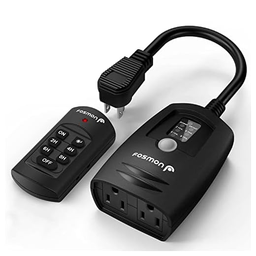 Fosmon Outdoor Photocell Light Sensor Timer, [UL Listed] Heavy Duty Waterproof Plug in Switch with Remote Control, 2 Grounded Electrical Outlets, (100 ft Range) for Outdoor Christmas, Garden Lighting