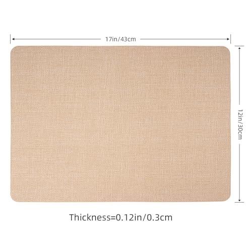 Faux Leather Placemats Set of 6, Wipeable Waterproof Stain Resistant Table Mats, Heat Resistant Thick Placemats with Hand-Painted Edges for Kitchen Dining, Imitative Linen Texture, Various Shapes by PROMATTOO - Used condition - Image 8