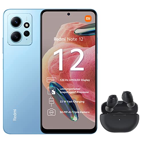Xiaomi Redmi Note 12 4G - Smartphone in Wireless Earbuds (6,67', AMOLED DotDisplay, 128 GB, 4 GB RAM, Dual SIM, 120 Hz, Full HD Ice Blue (Reacondicionado)