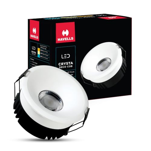 Image of Havells Crysta Deco Cob 18W 3K White,Led-Spotlights,Energy Efficient,Long Life of 25000 Burning Hours,Beam Angle of 36,Metal Body Cob with Independent Driver,Warm White (3000K)