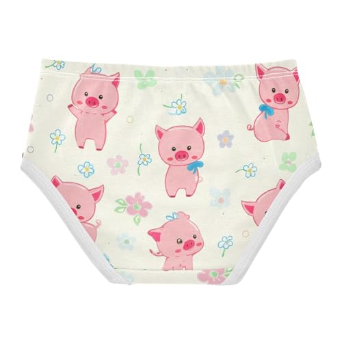 Cute Pink Piglets Floral Beige Cute Panties Girl Toddler Girls Underwear Cotton Personalized Briefs Kids Undies 2t2