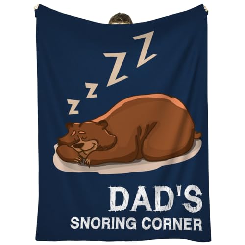 Tarrapu Dad's Snoring Corner Fleece Blanket - Perfect Birthday, Christmas, Father's Day Gift From Son or Daughter - Cozy for Dads From Kids, Blue, Full XL