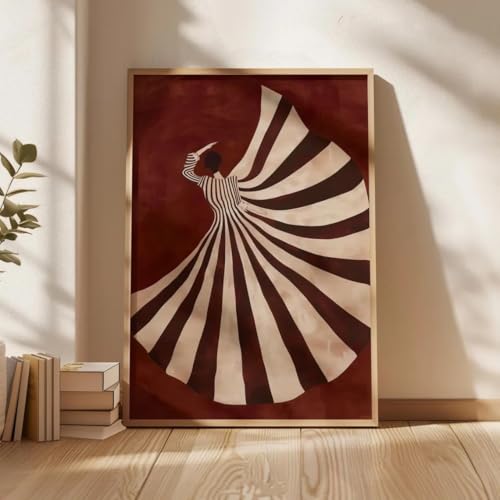 Tableau abstrait vintage haut de gamme femme robe rouge ZHAOLIN sur châssis