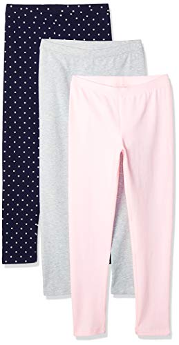 Amazon Essentials Girls 3-Pack Leggings, Simple Dot Navy, Pink, Heather L