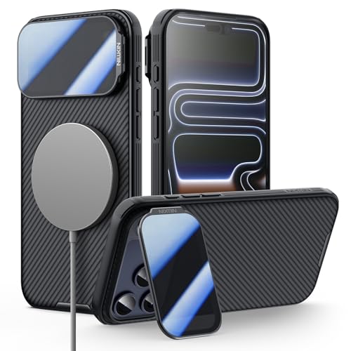 Nillkin for iPhone 17 Pro Case with Camera Cover, Compatible with MagSafe, Full Camera Protection, Shockproof Protective, Adjustable Kickstand, iPhone 17 Pro Case with Stand 6.3 inch, Black