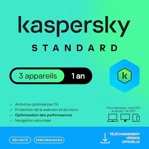 Kaspersky Standard Anti-Virus 2026 |3 appareils | 1 an | Sécurité...