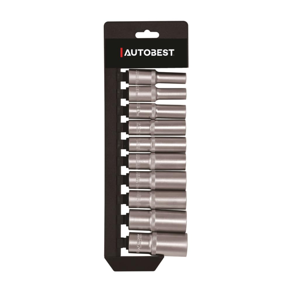 Jeu de 10 douilles longues carré 1/2" - 8 à 24 mm