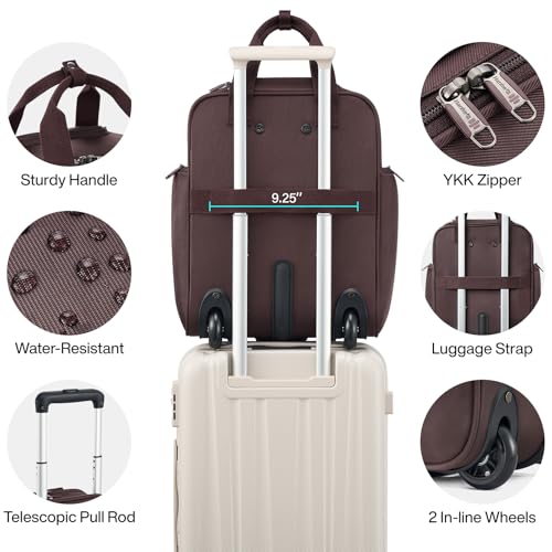Hanke Softside Underseat Carry On Luggage with Wheels,Travel Luggage Rolling Bag Small Suitcase，Coffee, Underseater 16-Inch4