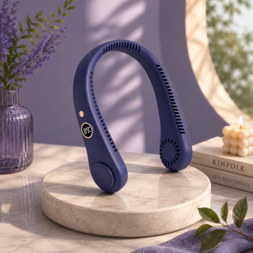 Image of Gesto Portable Neck Fan Rechargeable - Hands-Free Neck Fan for Summer With 1500 mAh Battery & Display | 5-Speed 360 Airflow, USB Charging Personal Fan for Home, Kitchen, Gym, Travel, Running