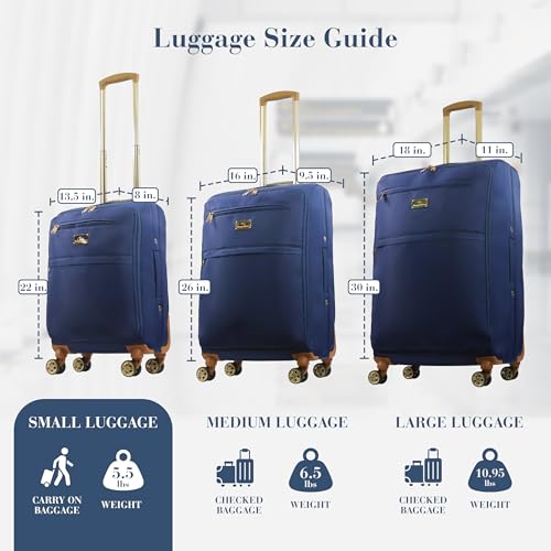 Image of Tommy Bahama 22 Inch Rolling Luggage, Soft Sided Suitecase with Spinner Wheels, Navy