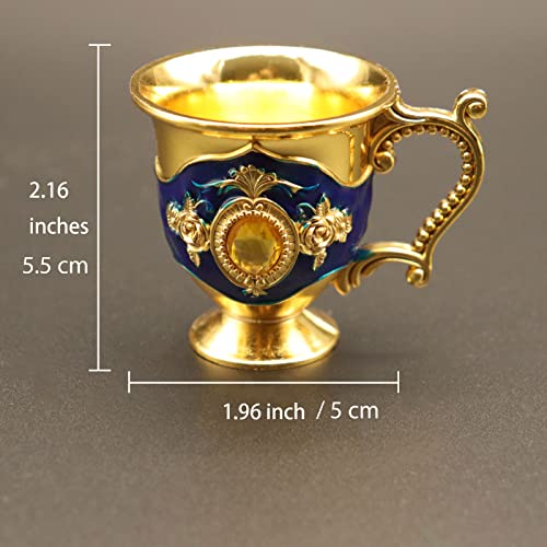 Minghezhi Middle Eastern Tea Set, Large Size Turkish Coffee Cup Set With Pot (11In/17.6Fl Oz/500Ml) Tray (12In) And 6 Cups For Birthday Christmas Mother's Day (Blue) #TOP2