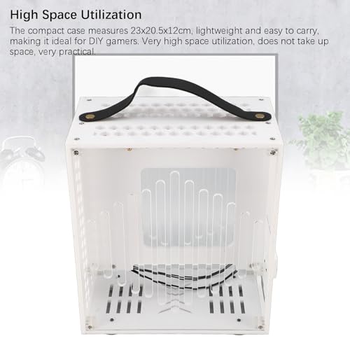 Miniatura Gabinete para PC ITX, 23x20.5x12cm, Gabinete de Escritorio para Computadora, Diseño abierto con flujo de aire 360 grados, Chasis DIY para ITX en escritorio (Blanco) miniatura 3