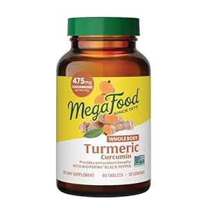 MegaFood Whole Body Turmeric Curcumin Supplement – Turmeric Supplement With Black Pepper & Vitamin C – 475 mg Curcuminoids Per Serving – Antioxidant & Immune Support – Vegan – 60 Tablets, 30 Servings
