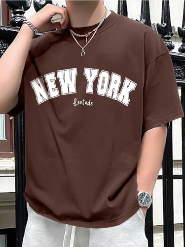 Image of LEOTUDE Half Sleeve Oversized Cottonblend Round Neck Drop Shoulder Printed Men's T-Shirt (Color Black)