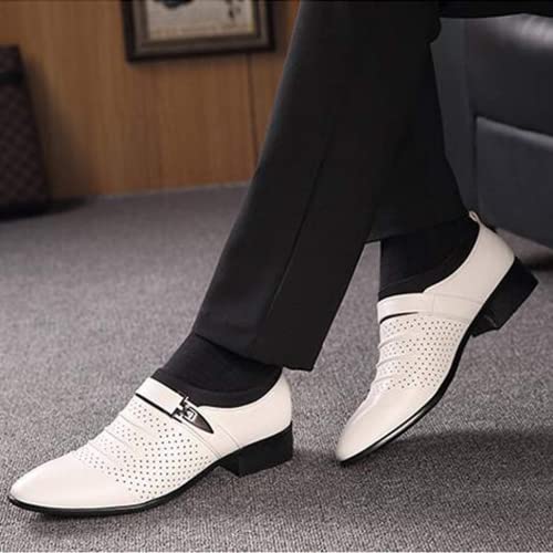 BORAMAX Men's PU Leather Cutout Breathable Dress Shoes Business Fashion Wedding Shoes Comfortable Pointed Toe Oxford Shoes3