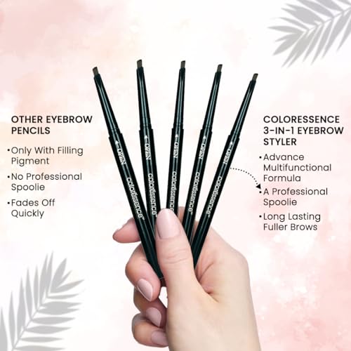 COLORESSENCE Eyebrow Pencil 3 in 1 Multifunction Brow Filling Styler with Spoolie Shaping Brush - 0.25 g (Black) - Image 5