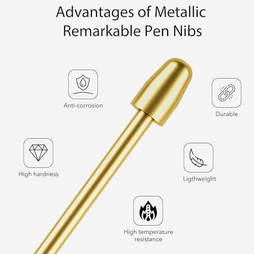 Image of for Remarkable 2 Pen Tips,AHBTEYM Metal Tips,Replacement Nibs Refill Accessories for Remarkable 1 /2 Stylus /Marker Plus /Scribe Pen-12Pcs(Gold /Sirvel)