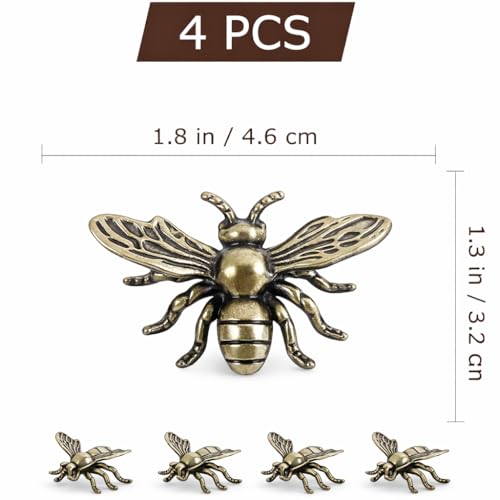 Set de 4 Figuras de Abeja en Latón Dorado Vintage miniatura 4