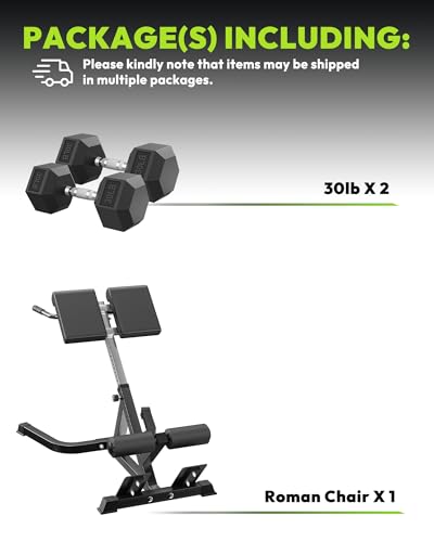 Image of Roman Chair Back Extension Machine with 350 LBS Capacity | Adjustable Hyperextension Bench, Adjustable Pads for Lower Back, Glutes, Core Strength Training