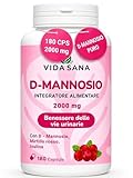 D-Mannosio Puro 2200 mg con Mirtillo Rosso – 180 Capsule...