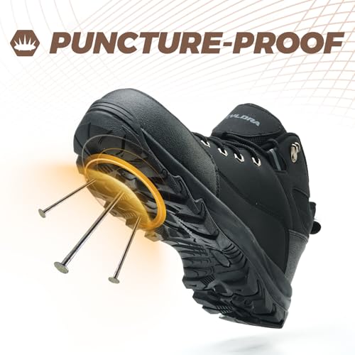 Image of Waterproof Steel Toe Boots for Men Wide Width Non Slip Work Shoes Slip Resistant Safety Toe Sneakers Indestructible Construction Composite Toe Shoe Puncture Proof Footwear