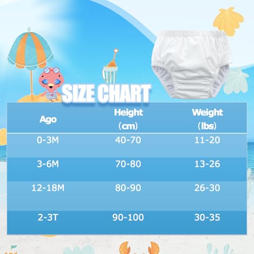 Baby Newborn Reusable Swim Diapers Washable Toddler Unisex Swim Diaper Infant Swimming Diapers White, 2-3T - Thumbnail 4