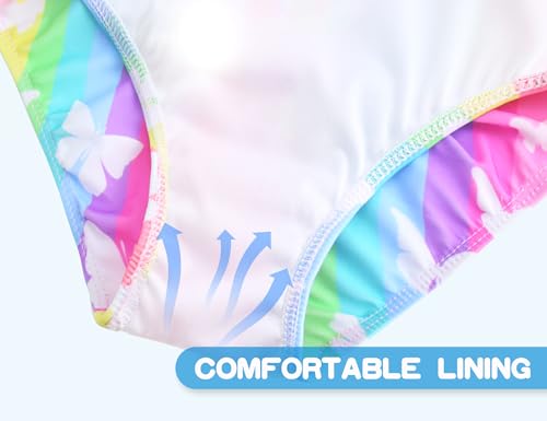 Image of Snowheart Girls Swimsuit One Piece Bathing Suit Kids Quick Dry Shoudler Ruffle Floral Swimwear for 3-12 Years Old