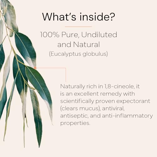 Image of Eucalyptus Essential Oil 10ml | Pure & Therapeutic Grade for Daily Wellness | Gently Clears Nasal & Chest Congestion | Helps Fight Viruses & Bacteria | Comforts Fatigue & Soothes Inflammation | Supports Immunity Boost | Perfect for Diffuser Use & DIY Blends | Gentle & Suitable for Children