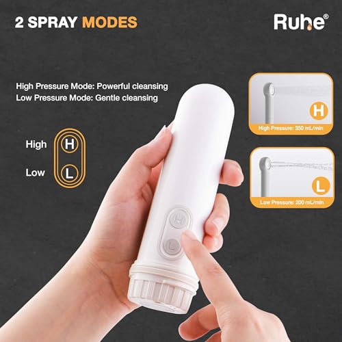 Image of Ruhe Portable Handheld bidet 180 Adjustable | 2 Modes | Travel Friendly 140ML, Electric Bidet Nozzle (White) Battery Operated Bidet Compact Lightweight | Adjustable Speed &Water Spray, 1 Year Warranty