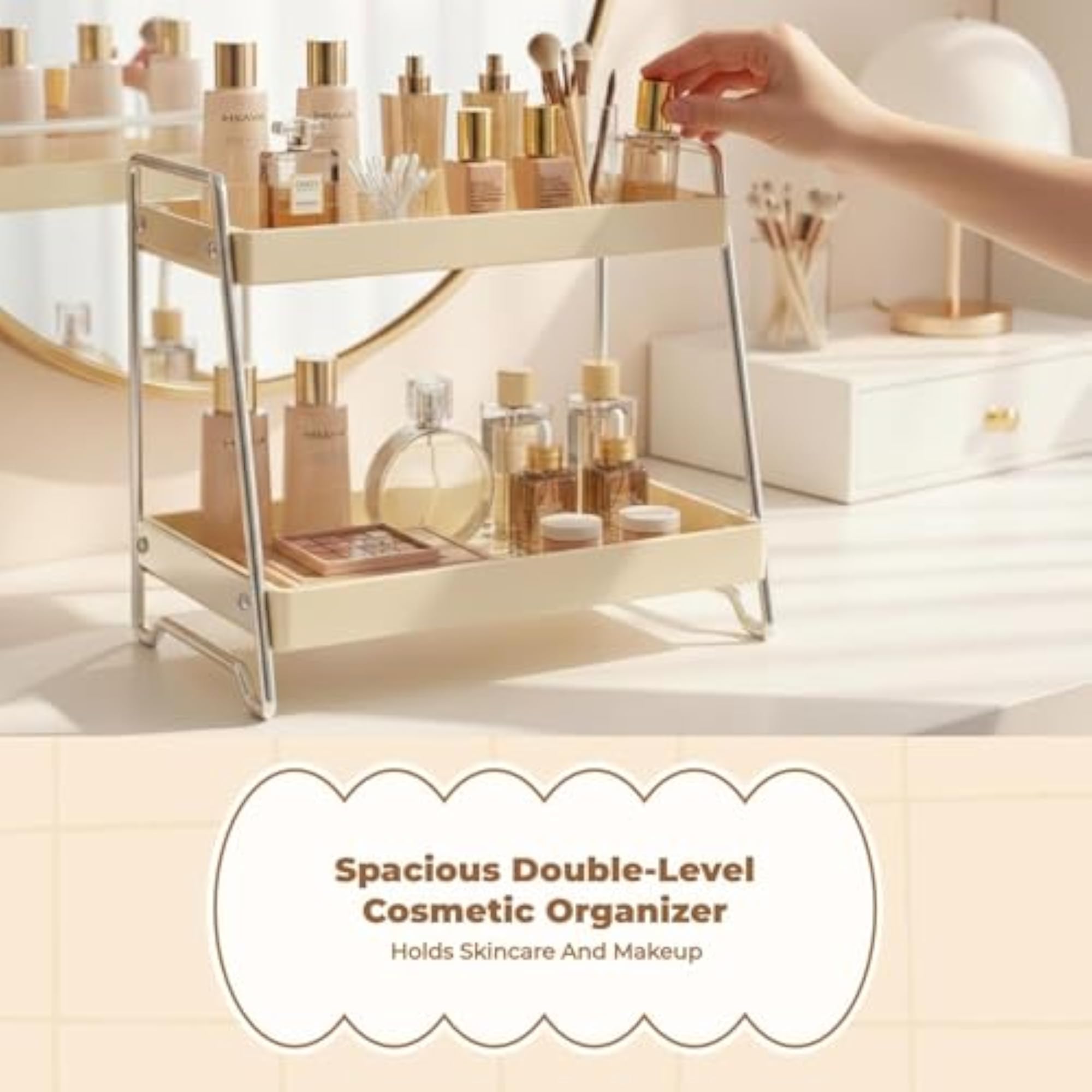 Bathroom Countertop Storage Box, Vanity Skincare Organizer