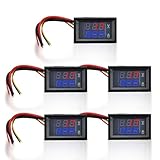 5 Stück Digital Voltmeter Amperemeter, DC 100 V 10 A Blau Rot Dual LED Anzeige Stromspannungsmesser mit Anschlusskabeln für Auto Boot Motorrad