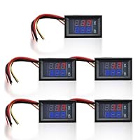 5 Stück Digital Voltmeter Amperemeter, DC 100 V 10 A Blau Rot Dual LED Anzeige Stromspannungsmesser mit Anschlusskabeln für Auto Boot Motorrad
