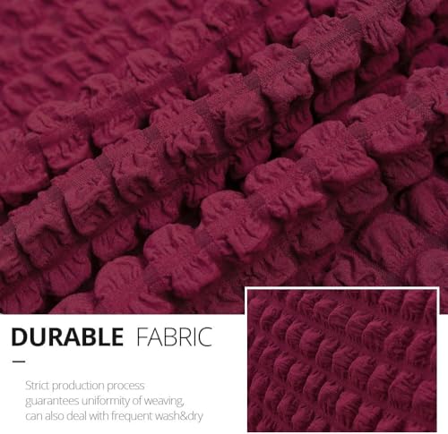 Image of Bails Sofa Cover 3 Seater and 2 Seater Fully Covered | Sofa Cover 3 Seater Fully Covered | Universal Elastic Bubble Fabric with Frill Sofa Protector Cover (Maroon, 3 Seater + 2 Seater)