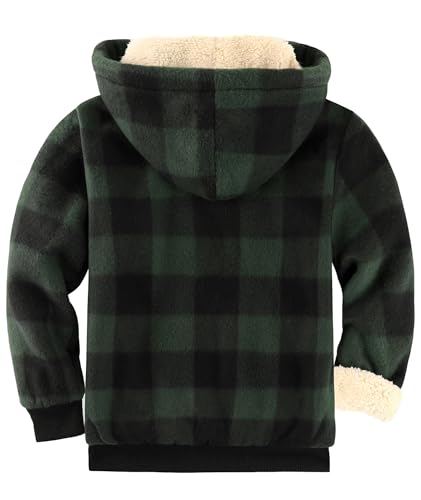Image of GEEK LIGHTING Boys Flannel Jacket Sherpa Lined Hoodies Zip Up Fleece Plaid Shirt Jackets Winter Outdoor Coat Warm