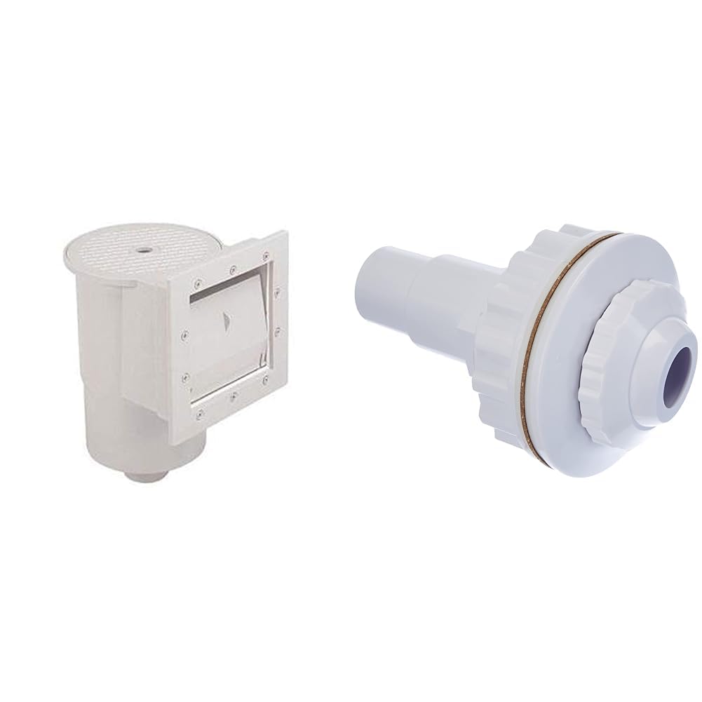 Gre AR100 Skimmer para Piscina Estándar + Válvula de Impulsión, Color Blanco + AR503 Boquilla de Impulsión para Piscinas Desmontables