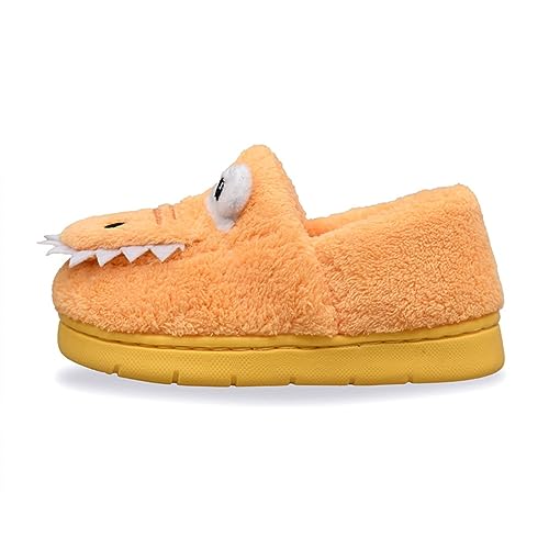 Unisex-Child Plush Faux 𝐅𝐮𝐫 Slip on House Slippers Boys Girls Cow 𝐂rocodile Style Indoor Holiday Slippers4