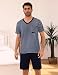 Litherday Schlafanzug Herren Kurz Pyjama Baumwolle Sommer Pyjama Set Kurzarm Zweiteiliger Nachtwäsche Männer Gestreift