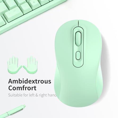 Image of Wireless Mouse, 2026 New Model, Silent Click Ergonomic Design, Portable, 4 Buttons, Adjustable DPI (800 /1200 /1600), for Laptop /PC /Office (Green)