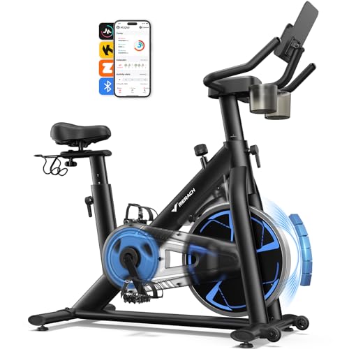 Merach Magnetic Exercise Bike, Low Noise Stationary Bike for Home with Comfortable Seat Cushion,...