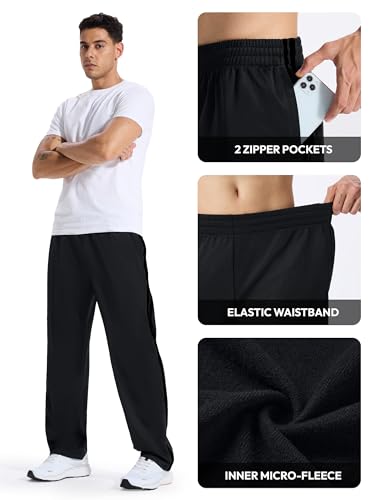 Tall Men's 34/36/38 Inseam Track Pants Warm-up Sweatpants Open Hem Tracksuit Bottoms for Gym Athletic Workout4