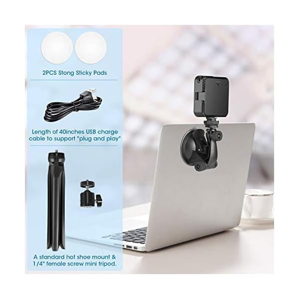 Karrong Videokonferenz Licht Beleuchtung Set mit Stativ USB C 2000mAh Akku, LED Videoleuchte Wiederaufladbar mit für… – Bild 7