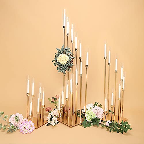 Balsacircle 41-Inch Tall Gold Candelabra Candle Holder Centerpiece Glass - Wedding Reception Party Dining Table Home Decorations #TOP5